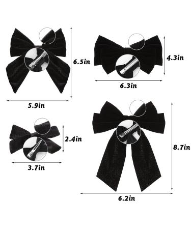 Black Velvet Hair Bow Clips - Set of 4 Large Bow Hair Accessories for Women - Buy Online on SooperMarket.com