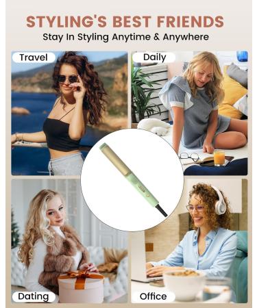 Mini Curling Iron 1 - Dual Voltage Travel Size for Short & Medium Hair | Adjustable Heat Fast Heating Includes Storage Bag & Gloves - Buy Online on SooperMarket.com