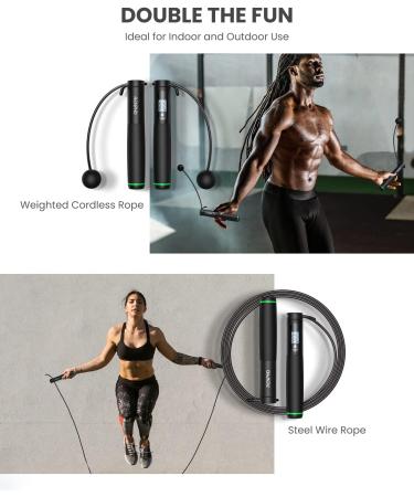 RENPHO Cordless Weighted Jump Rope with Counter for Fitness - Smart Skipping Rope for At-Home Workouts - Burn Calories with APP Data Analysis - Adult & Kids - Buy Online on SooperMarket.com