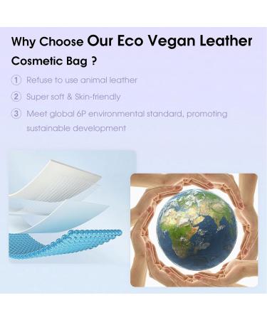Wandering Nature Small Makeup Bag | Eco Vegan Leather in Black | Slip-in Pockets | Ideal for Handbag, Purse, and Travel | Women's Cosmetic Pouch (Patent Pending) - Buy Online on SooperMarket.com