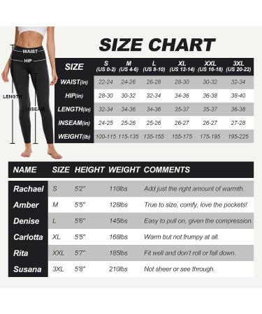 Fleece Lined Leggings with Pockets for Women - High Waisted Winter Yoga Pants - Black X-Large - Buy Online on SooperMarket.com