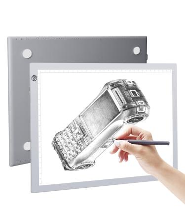 RTjoy A4 LED Light Pad  USB Powered Drawing Board  Adjustable Brightness Tracing Box Ideal for Diamond Painting  Weeding Vinyl  Viewing Slides  Stenciling  Embossing  Quilting Stencils (Silver) A4 Light Pad (Silver)