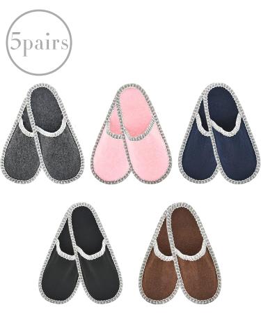 WUXITEX Washable Disposable Guest Slippers for Women Men - 5 Pairs, 5 Color Options - Buy Online on SooperMarket.com
