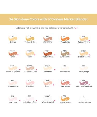 Ohuhu Skin Tone Alcohol Markers Brush Tip - 24 Portrait Skin Colors + Blender - Honolulu - Buy Online on SooperMarket.com
