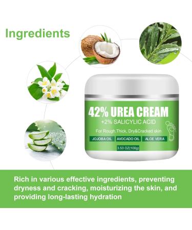 42% Urea Foot Cream - Urea Cream for Feet - Foot Cream for Dry Cracked Heels and Feet - Urea Cream with Salicylic Acid 2% Tea Tree Aloe Vera - Foot Lotion for Deep Moisturize for Thick Rough Skin - Buy Online on SooperMarket.com