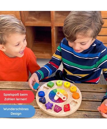 SCHMETTERLINE Kronolino Wooden Learning Clock | Rainbow Colors for Playful Time Learning | Ages 3+ - Buy Online on SooperMarket.com