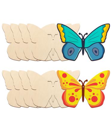 Large Size 7 Wooden Spring Ornaments to Paint  Butterfly Wooden DIY Blank Unfinished Round Wood Discs Ornament for Crafts Hanging Decorations(10PCS)