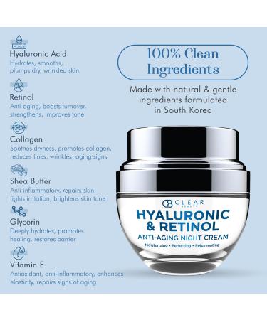 Hyaluronic Acid & Retinol Face Moisturizer | Anti-Aging Night Cream for Wrinkles & Fine Lines | Cruelty-Free Korean Skincare for All Skin Types - Buy Online on SooperMarket.com