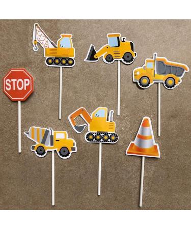 35-Pack Construction Cupcake Toppers Picks for Kids Birthday Party Decorations - Dump Truck, Excavator, Tractor Theme - Buy Online on SooperMarket.com