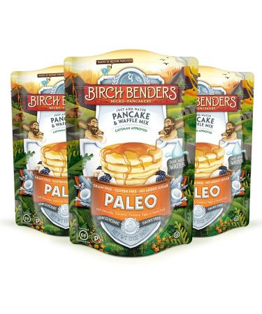 Paleo Pancake and Waffle Mix by Birch Benders, Made with Cassava, Coconut, Almond Flour, Just Add Water, 12 Ounce (Pack of 3)