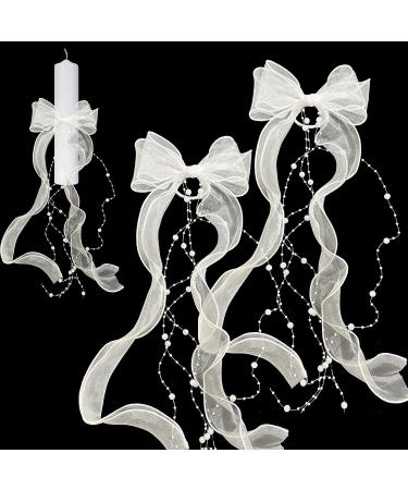 Drip protection christening candle 2 piece drip protection communion candle drop catcher for candles with bow communion candle accessories candles Drop protection communion for candle communion baptism wedding white white-2PCs