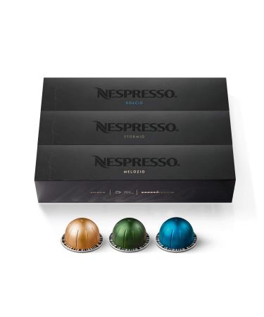 Nespresso Capsules VertuoLine Medium and Dark Roast Coffee Variety Pack Stormio Odacio Melozio 10 Count (Pack of 3)