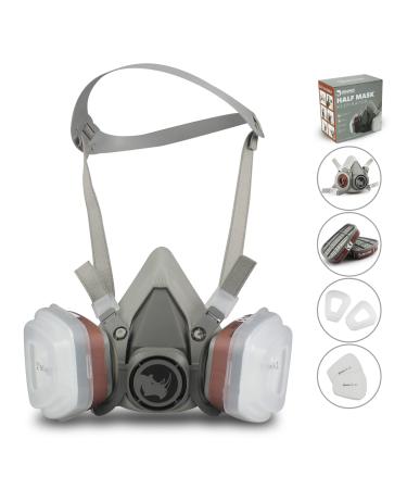 RHINO Face Cover for Painting Dust Particulate Chemicals Machine Polishing Organic Vapors Pollen and Chemicals Set with Filter Cottons