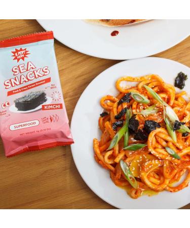 KPOP Foods Kimchi Sea Snacks - 20 Individual Packs | Premium Kimchi Flavored Seaweed Snacks | Made with Korean Seaweed | Vegan, Keto, Low Calorie Superfood - Buy Online on SooperMarket.com