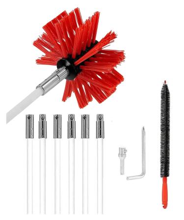 Chimney Flue Cleaning Rod Sweep Sweeping Brush Set Dry Duct Clean Kit Lint Remover (Brush Head + Rods/Use Chimney Sweep kit (Color : 6 Rods Size : 410mm)
