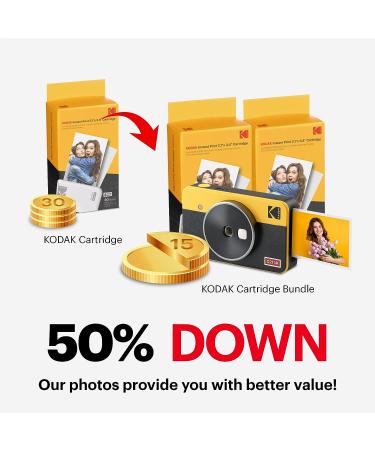 KODAK Mini Shot 2 Retro 4PASS 2-in-1 Camera & Printer Bundle - Yellow (68 Sheets) - Buy Online on SooperMarket.com