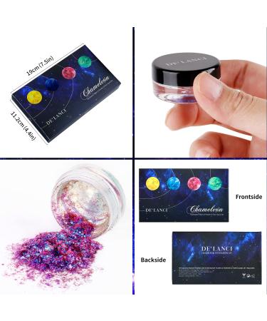 Multichrome Loose Glitter Eyeshadow Set with Brushes and Fixer - Holographic Sparkle and Duochrome Effects - Buy Online on SooperMarket.com