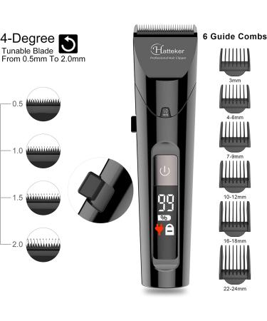 Hatteker Men's Cordless Hair Clipper & Beard Trimmer Kit - Waterproof, Professional Grooming Tool with LED Display - USB Rechargeable - 4 in 1 - Buy Online on SooperMarket.com