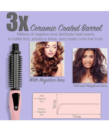 Heated Styling/Curling Iron Brush | 3-in-1 Ceramic Ionic Hair Curler/Straightener | Anti-Scald Bristles | Free Travel Pouch | Electric Curl Wand - Buy Online on SooperMarket.com