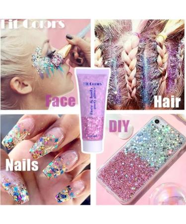 Buy Holographic Body Glitter Gel - Long Lasting Pink Sparkling Sequins for Face Body Eye Hair Nail - Perfect for Festival Makeup | International Shipping - Buy Online on SooperMarket.com