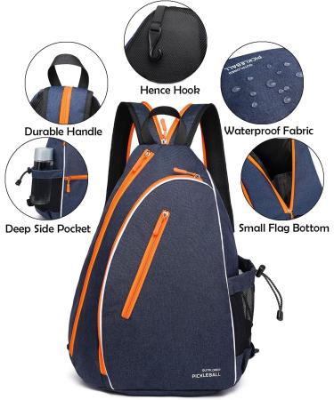 OUTPLORER Pickleball Bag - Reversible Crossbody Sling for Men and Women | Adjustable Backpack with Fence Hook | Neon Orange B Middle - Buy Online on SooperMarket.com