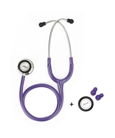 eSteth Classic Stethoscope - Sensitive Chest Piece for Monitoring Amplified Heart & Lung Sounds - Lightweight Design Flexible Stethoscope Tubing - Extra Ear Tips & Non-Chill Ring - 32" Long Purple