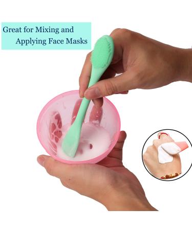 Silicone Face Mask Brush Applicator Set - Facial Makeup Remover Scrubber for Clay, Mud, Charcoal Masks - 2 Pack Red+Green - Buy Online on SooperMarket.com
