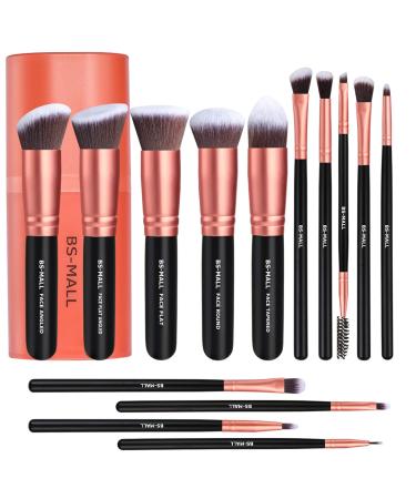 Makeup Brushes BS-MALL Premium Synthetic Foundation Powder Concealers Eye Shadows Makeup 14 Pcs Brush Set (A-Rose Golden)