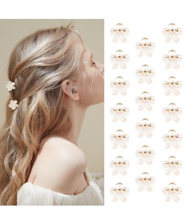 ISSION 20Pcs Mini Flower Hair Clips for Girls Women Small Hair Claw Clips Cute Hair Clips Clear Flower Claw Clips Hair Accessories for Girls Women