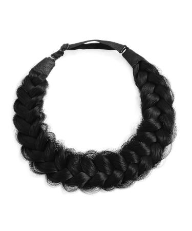 STHEJFB Braid Headband - Messy Wide Chunky Fluffy Hairpiece - Black 1B - Buy Online on SooperMarket.com