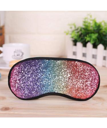 Zeiwohndc Glitter Sequins Sleeping Eye Mask | Rainbow Gradient Color | Elastic Eyeshade Cover for Women Girls | Travel Blindfold - Buy Online on SooperMarket.com