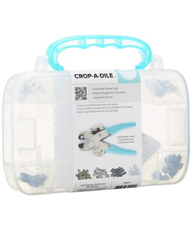 Crop-A-Dile Carrying Case by We R Memory Keepers | Includes heavy-duty-plastic carrying case with teal handle and 100 eyelets in assorted colors