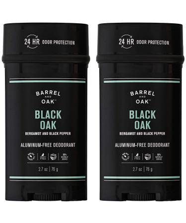 Barrel and Oak - Aluminum-Free Deodorant Deodorant for Men Essential Oil-Based Scent 24-Hour Odor Protection Warm Oak & Spicy Bergamot Gentle on Sensitive Skin Vegan (Black Oak 2.7 oz 2-Pack)