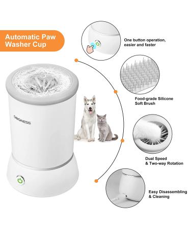 Portable Automatic Dog Paw Cleaner with Soft Silicone Bristles - Ideal for Small & Medium Sized Dogs - White - Buy Online on SooperMarket.com