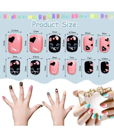 Kalolary Kids False Nail Kit - 288PCS Candy Pattern Full Cover Nails with Adhesive Tabs | Children's Day Gift for Little Girls Nail Art - Buy Online on SooperMarket.com