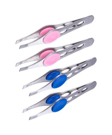Frcolor 4 pieces eyebrow clip made of stainless steel eyebrows tweezers tweezers eyebrow picker eyebrow cutter eyebrow clamp stainless steel sloping head pointed lady 10x1.5cm sorted color