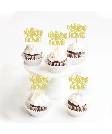 Cyodoos 24 Pcs Sweet Home Cupcake Toppers Glitter Welcome home Cupcake Picks Housewarming Cupcake Toppers New Home Theme Party Cake Decorations Supplies Golden Golden1 - Buy Online on SooperMarket.com