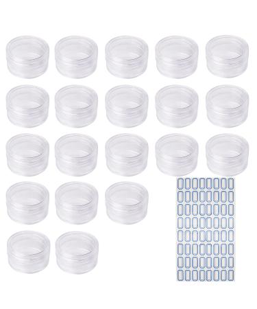 20 pieces cosmetics sample 5 g round cosmetics doses plastic doses mini doses with screw cap transparent empty jar with sticker white transparent