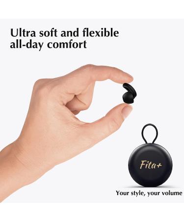 Fita+ Noise Cancelling Ear Plugs - NRR 33 dB, Reusable Silicone Earplugs for Sleeping, Concerts, Motorcycle, Travel - Black - Buy Online on SooperMarket.com