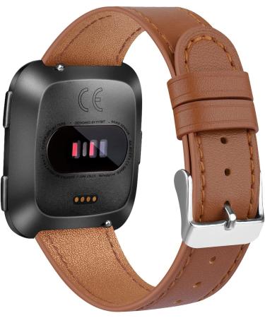 BOTNUW Leather Bands Compatible with Fitbit Versa 2, Versa, Versa Lite - Brown Leather Replacement Strap for Women and Men - Buy Online on SooperMarket.com