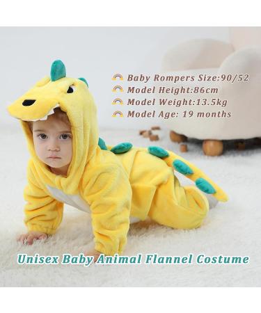 Doladola Baby Cartoon Animal Hooded Onesie | Infant Pajamas Romper | Yellow Dinosaur | 2.5-3.5 Years - Buy Online on SooperMarket.com