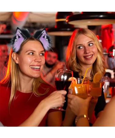 Wontool Animal Ears Headband - Cosplay Animal Ear Headband for Women Plush Cosplay Decoration for School Plays Theater Costumes Stage Shows and Dances Purple - Buy Online on SooperMarket.com