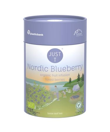 JUST T Nordic Blueberry Premium Loose Leaf Tea (125g) | Organic Fruit Tea Infused with Forest Berries | Organic Loose Tea Organic High-Grown Tea in a Sustainable Storage Tin for All Tea Lovers Nordic Blueberry 125 g