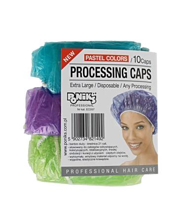 Ponik's disposable shower hood bath cap for hairdressing salon hair hood for salon hair protection hair cap with rubber band 10 pieces clear set waterproof 3 colors