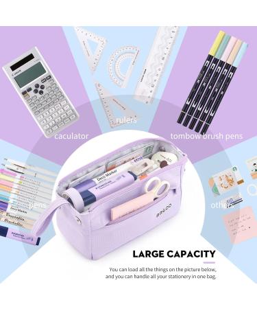 ANGOOBABY Large Capacity Pencil Case Durable Pen Pouch Portable Pencil Bag with Handle for School Teen Girl Boy Men Women Adults purple - Buy Online on SooperMarket.com