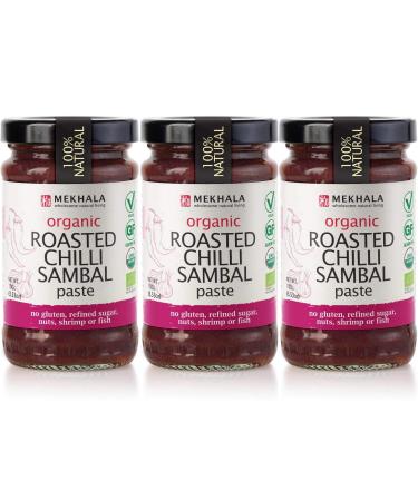 Mekhala Organic Roasted Chili Sambal Paste Condiment Gluten-Free Vegan Roasted Chili Sambal 3.52 Ounce (Pack of 3)