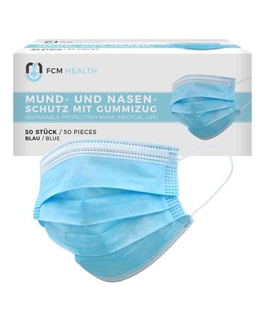 Mea Vita medical disposable mouth and nose protection type IIR pack of 50 3-ply disposable mask elastic band (blue)
