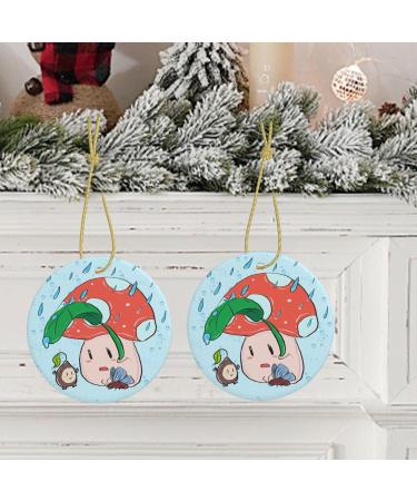YYHHAOFA Sunflower Seeds and Mushroom Prints Christmas Ceramic Round Pendant Decoration - Festive Hanging Ornament for Stores and Homes -2.9 in - Buy Online on SooperMarket.com