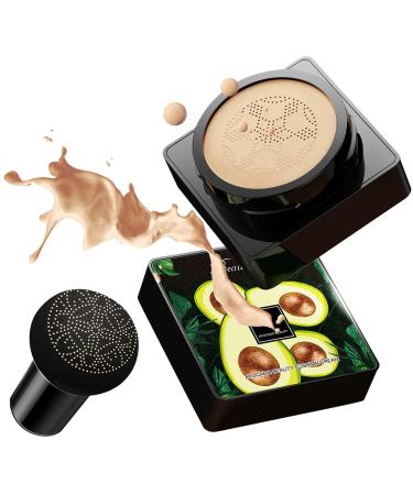 EHIOG Mushroom Head BB Cream CC Cream Air Cushion Face Foundation Cover Concealer Nude Makeup Moisturizing Brightening Avocado Mushroom Head Light Oil Control Even Skin Tone- Natural