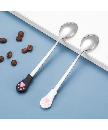 2 Pc Stainless Steel Pet Can Spoons - White & Black Cat Claw Spoon for Dog and Cat Food Cans - Buy Online on SooperMarket.com